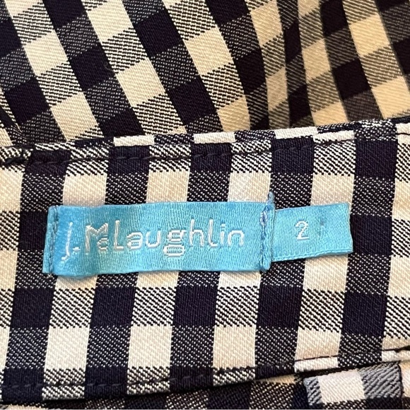 J. McLaughlin Skirt Gingham Navy Pencil Women’s Size 2 Classic Pockets Straight - Picture 4 of 4